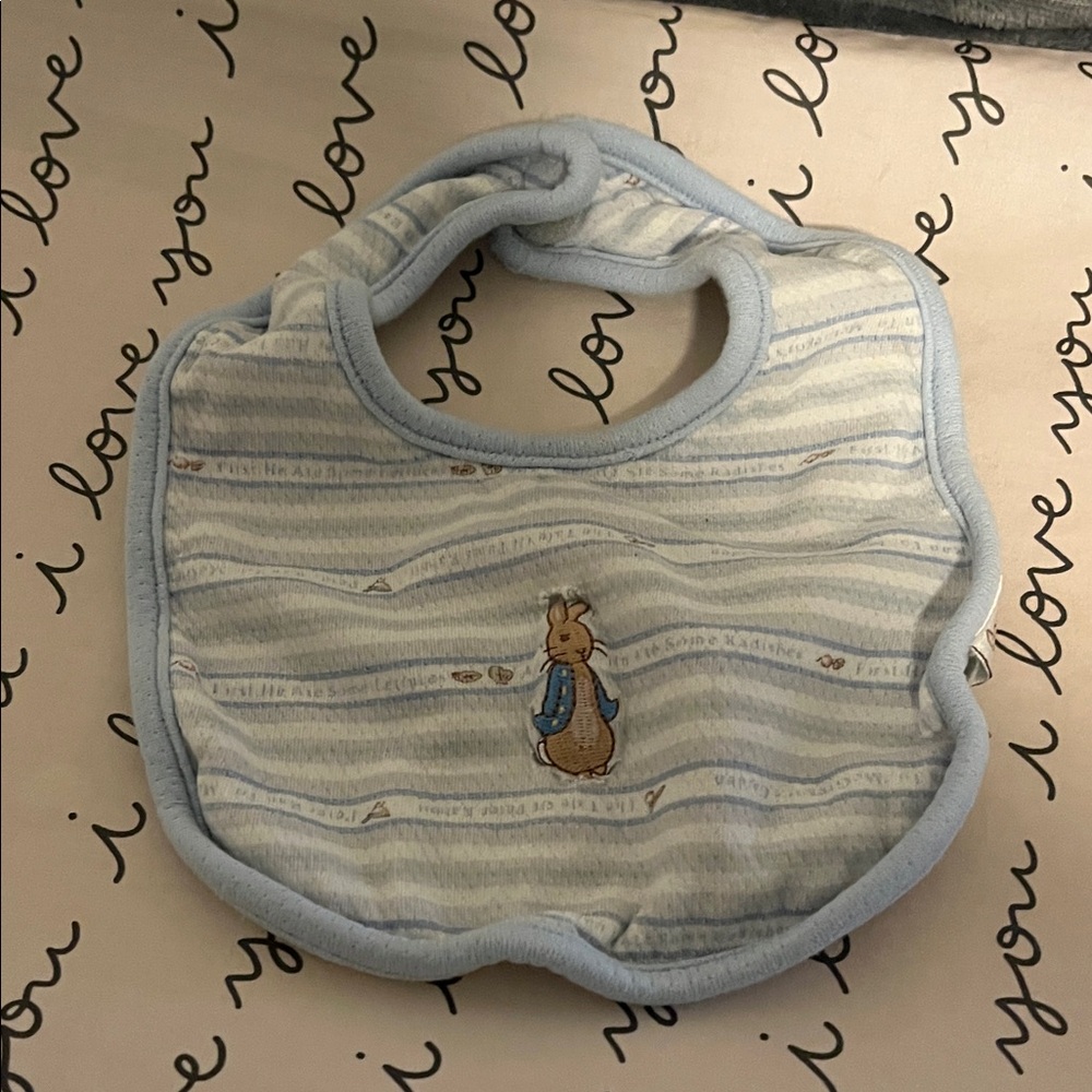Adorable Blue Striped Baby Bib
